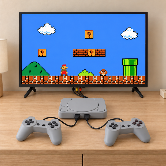 Consola jocuri retro super mario cu 2 gamepad-uri si adaptor pentru redare pe TV