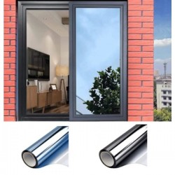 Folie reflexiva pentru geamuri, protectie solara, 60x300cm, negru/argintiu.