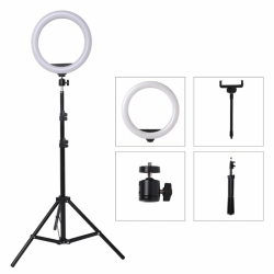 Lampa circulara LED cu trepied si suport selfie pentru telefon, 50w, 155cm