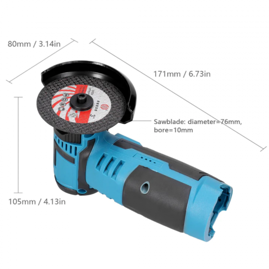 Mini polizor unghiular cu 2 acumulatori, 12v, disc 7.6cm